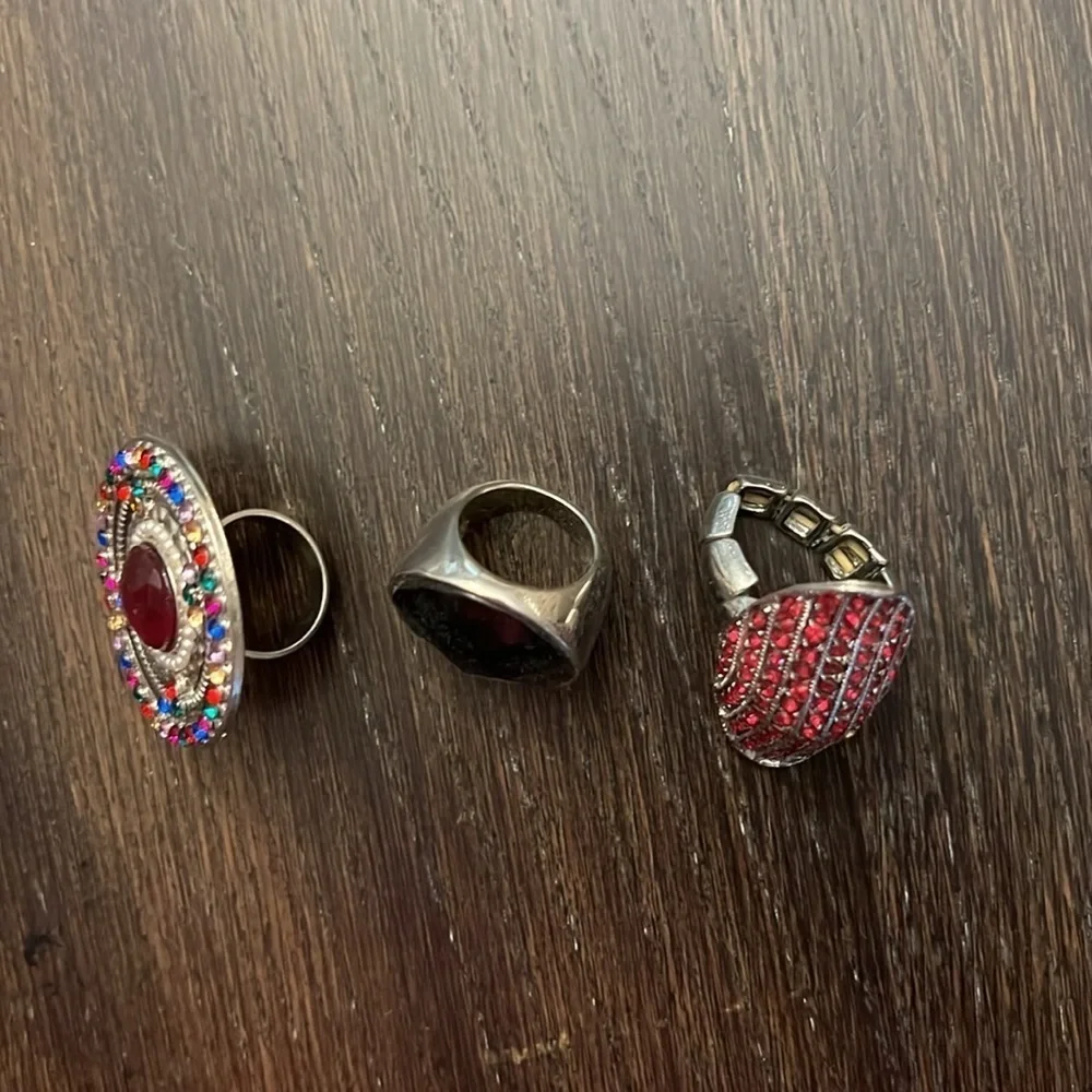 3 costume jewelry rings